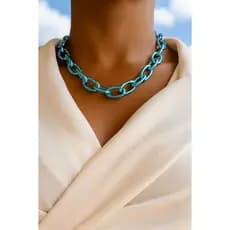 Colares choker modelo com elos pintados folheados
