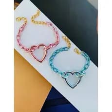 Pulseiras Maxi banhadas pulseiras azul e rosa com pingente de coração Barbie Core