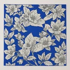 Lenço tecido crepe fluido leve azul floral tendência floral