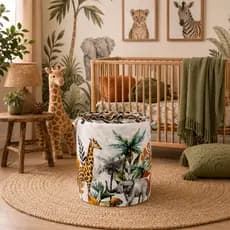 CESTO ORGANIZADOR INFANTIL DE BRINQUEDOS ROUPA DOBRÁVEL SAFARI