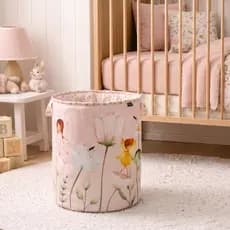 CESTO ORGANIZADOR INFANTIL DE BRINQUEDOS ROUPA DOBRÁVEL JARDIM ENCANTADO MENINA