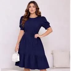 Vestido Feminino Moda Evangelica Com Babado  Rodado Manga