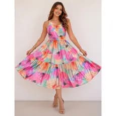 Vestido Midi Evangélico Rodado Cintura Alta Elegante Não Transparente