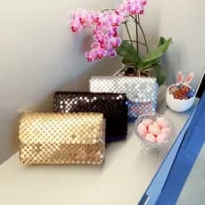 Bolsa Clutch Festa  folha de alumínio Prata Dourada Preta Casamentos Baladas WT188-22