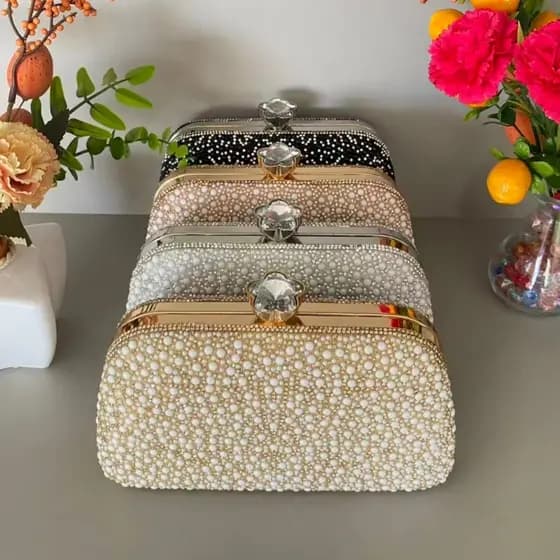 Clutch Glamourosa com pérola – Perfeita para Noite, Casamento e Eventos WT188-76