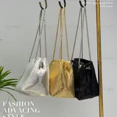 Bolsa feminina de chapa de alumínio, bolsa mensageiro, bolsa de balde brilhante, bolsa de ombro WT188-15