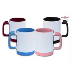 4un Caneca para Sublimação de Cerâmica Branca com Alça Soft e Base em Silicone com Interior Colorido