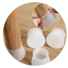 Kit 4Pçs Protetor Silicone Mesa Cadeira Pe Redondo E Quadrado Proteger