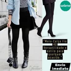Meia Calça Selene Fio 40 Original Preta Opaca Social Festa