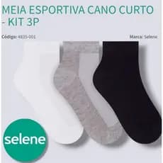 Kit 3 Pares Meia Selene Original Soquete / Sapatilha Cano Curto | Algodão | Infantil e Adulto | Cores e Tamanhos