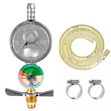 Registro Regulador Gás Aliança 505/01 com Manometro + Mangueira 3 metros + Abraçadeiras Kit Completo