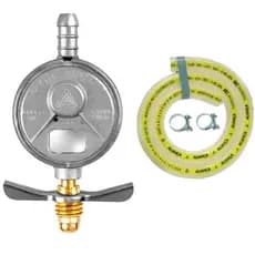 Kit Completo Registro Regulador Gás Aliança 505/01 + Mangueira 1,20 metro + 2 Abraçadeira para Fogão