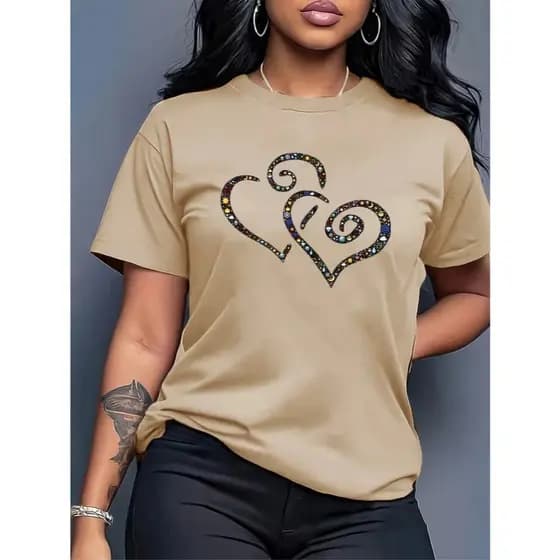Camisetas Estampadas Camisas Feminina 100% Algodão 2 Corações