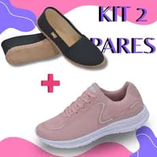 Kit 2 pares Sapatilha e tênis casual Leve confortável mácio