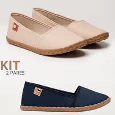 Combo 1 e 2 Pares Sapatilha Feminina Antiderrapante Preta Flexível