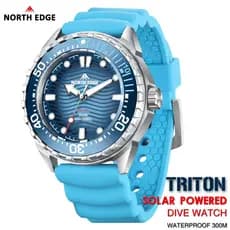 NORTH EDGE 2025 Novo TRITON Relógio De Mergulho Movido A Energia Solar Masculino Relógios De Quartzo De Luxo Para Homens