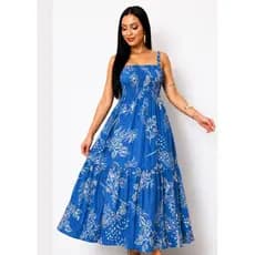 Vestido Midi Feminino Floral com Alça e Elastec — Confortável, Elegante e em Oferta 🔥