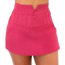 Short Saia  Bermudinha Bengaline Feminino botões cobertos