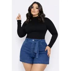 Short Jeans Plus Size com Elastano Cintura Alta Modela e Valoriza Suas Curvas