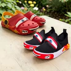 Tênis Infantil Carrinho Masculino + Sandália Infantil Confortável Antiderrapante Calce Fácil Leve Menino