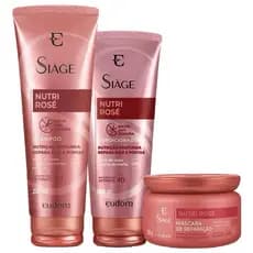 Kit Nutri Rose Siage Shampoo Condicionador Máscara Capilar e Leave-in Eudora