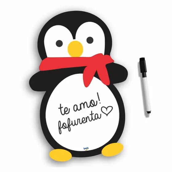 Quadro Lousa Magnética 28x19 Pinguim Geladeira Planner Dieta