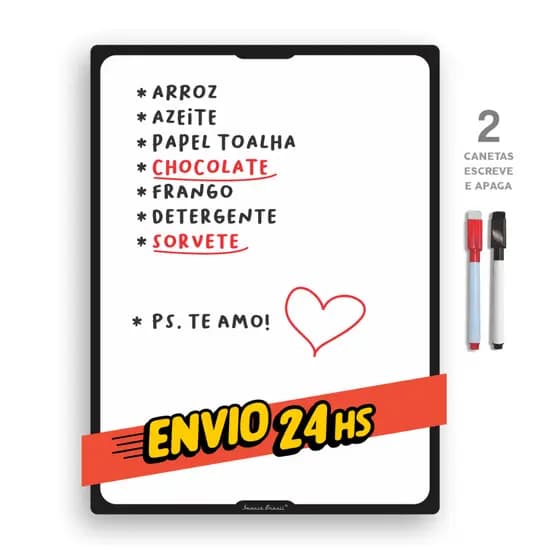 Mega Lousa Planner Magnético para Geladeira Com Ímã - Recados e Anotações - 2 Canetas - Organização
