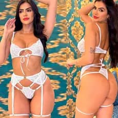 Conjunto Sensual Com Cinta Liga Sem Bojo Fio Dental Dia Dos Namorados