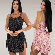 Kit 2 Camisolas Para Dormir Estampada de Alcinha Sem Bojo Tecido Confortável