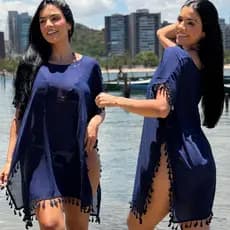 Saída De Praia Saia Chemise Curta Tecido Premium Verão
