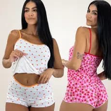 Kit Com 2 Bady doll Super Levinho Estampado Para Dormir Confortável Declicado