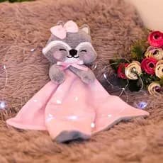 Naninha Plush para Bebê Paninho de Dormir Guaxinim  Prendedor Chupeta Pelúcia  Menina Menino Algodão