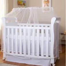 Mosquiteiro para Berço Americano e Nacional Tela Mosqueteira Tule Bebe Branco Palha Delicado Laço