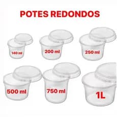 Pote Redondo com Tampa RIO PLASTIC c/24 ( Ideal para Freezer e Microondas ) Várias Medidas.