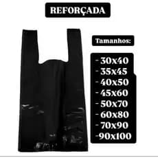 Sacolas Plásticas Alça Camiseta PRETA 1kg (ler descrição)