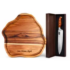 Kit tabua churrasco moderna rustica madeira servir com faca inox personalizada