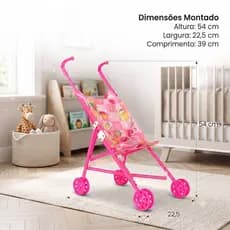 Carrinho de Boneca Dobrável Infantil Rosa FACIL DE MONTAR Leve Portátil Brinquedo Menina BEBE REBORN