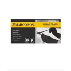 Kit Com 10 Luvas Tam. P Black Profissional Latex Marco Boni Cor Preto