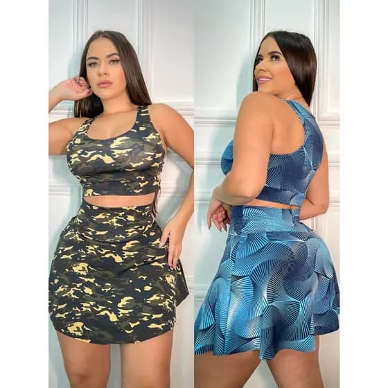 Roupa De Academia Moda Feminina Conjuntos Saia