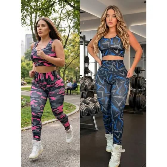 Roupa De Academia Conjunto Animal Print Onça Oncinha Pintado Bolinhas Poa Fitness