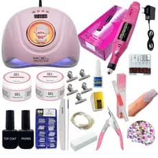 kit de unha acrigel unhas manicure fibra de vidro gel iniciante completo cabine 268w 60 Leds bivolt