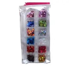 Kit Com 12 Cores Glitter Flocado Borboleta Coração Estrelas Neon Marinho Ouro / Bronze glitter marinho concha ancora algas estrela do mar