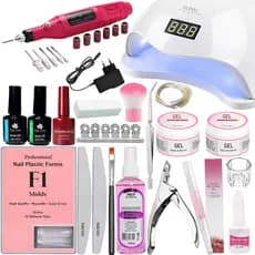 kit acrigel fibra de vidro gel iniciante completo cabine sun5 48w lixadeira unhas Gel sioux