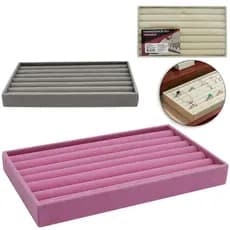 1 BANDEJA PORTA JOIAS aneis e Brinco RETANGULAR 24X18,5CM -SORTIDA: MARFIM, CINZA OU ROSA