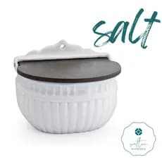 Saleiro de Cozinha Parede Porcelana com Tampa de Madeira 1kg Mesa