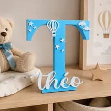 Letreiro 3D Personalizado Nome mais Inicial Decorativo Infantil 17cm