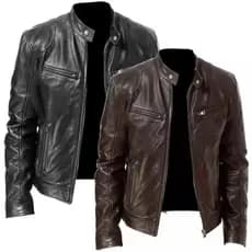 Jaqueta De Couro Masculina Slim Moderna Clássica Elegante Social Chique Luxo Resistente Água Vento Estilosa Forrada