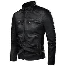 Jaqueta De Couro Masculina Slim Fit Impermeavel Liquidaçao Luxo Casaco