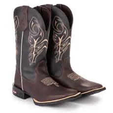 Bota Texana Country  Delegada Masculina Bico Quadrado Bordada