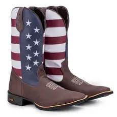 Bota Texana Masculina Country Bico Quadrado Solado De Borracha EUA